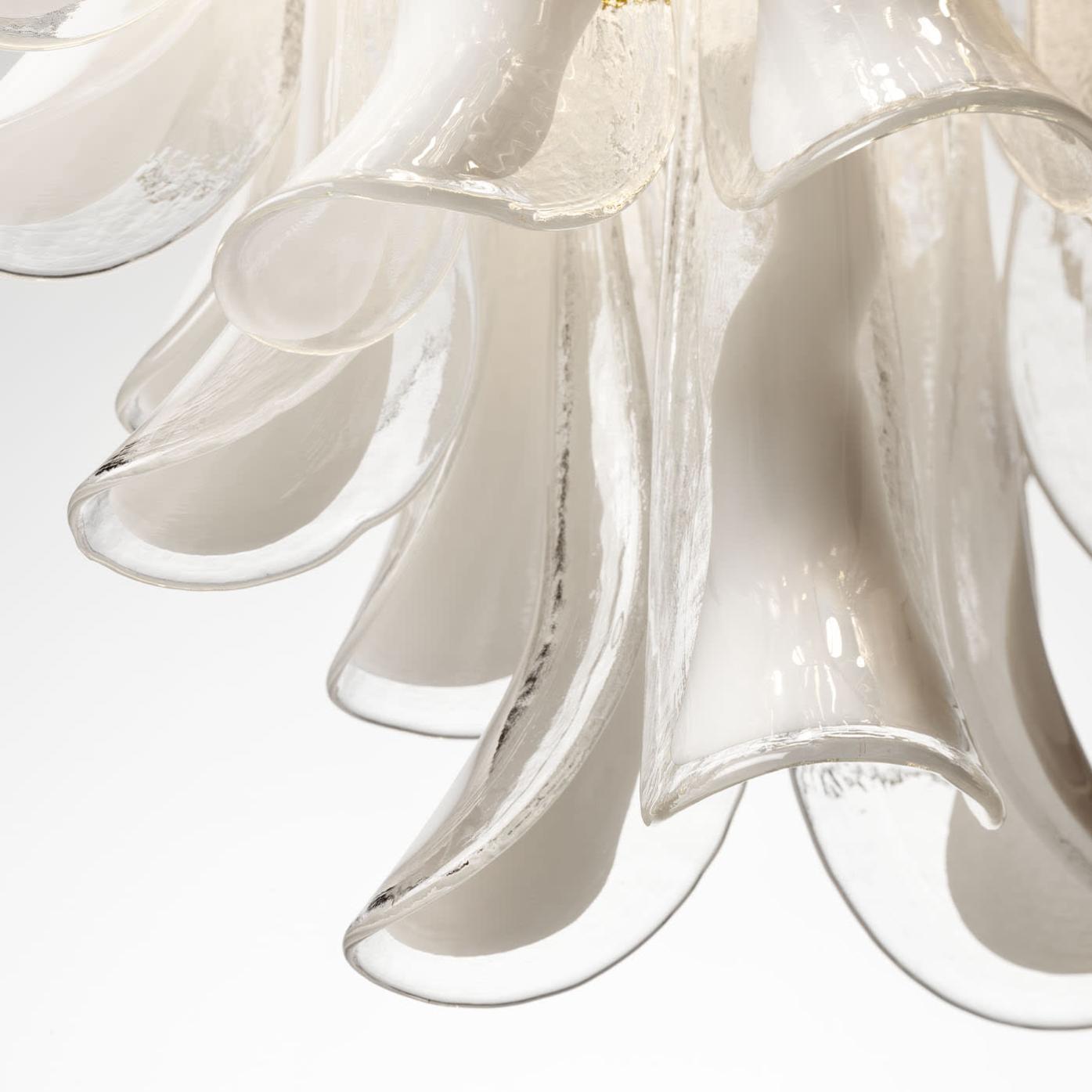Polished Nickel and Murano Glass Chandelier
