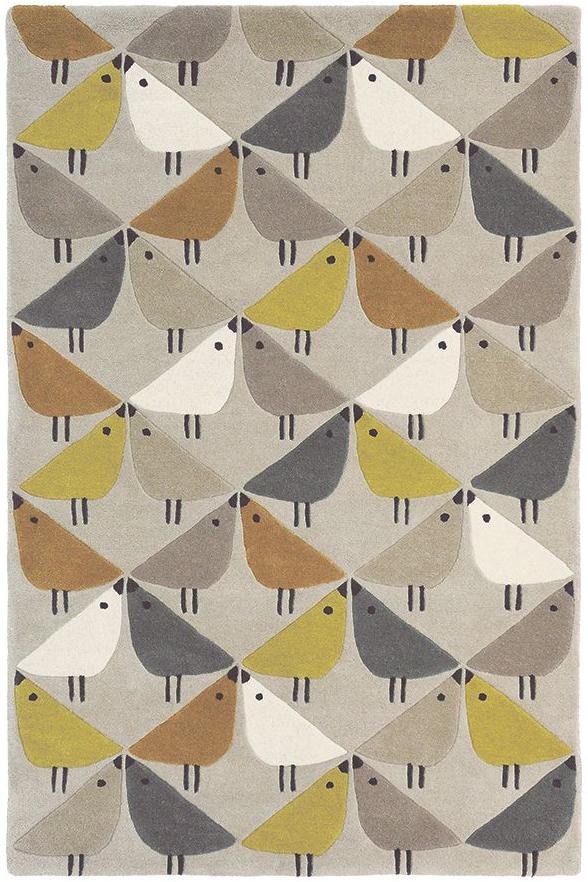Birds Multi Handtufted Wool Rug ☞ Size: 3' x 5' (90 x 150 cm)
