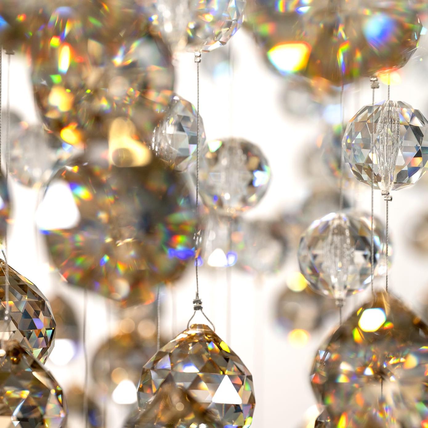 Elegant Chandelier in Pale Gold with Crystal Spheres