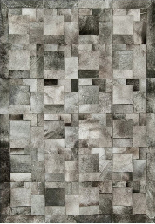 Puzzle Cowhide Grey Rug | Size: 5' 11