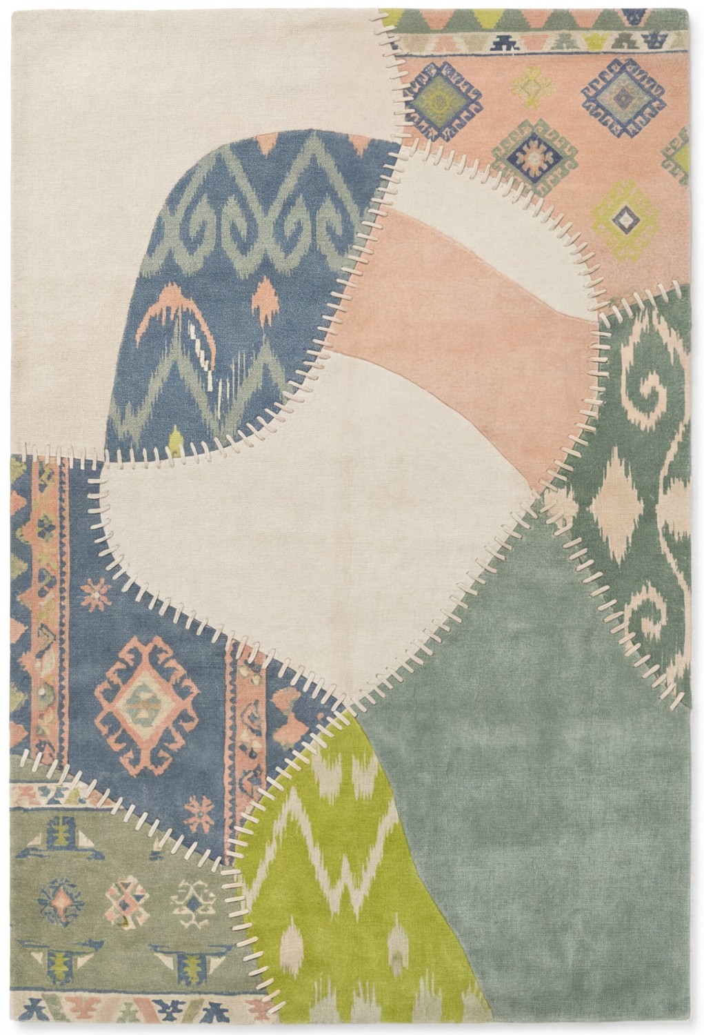 Textile Fragments Green Handcrafted Rug