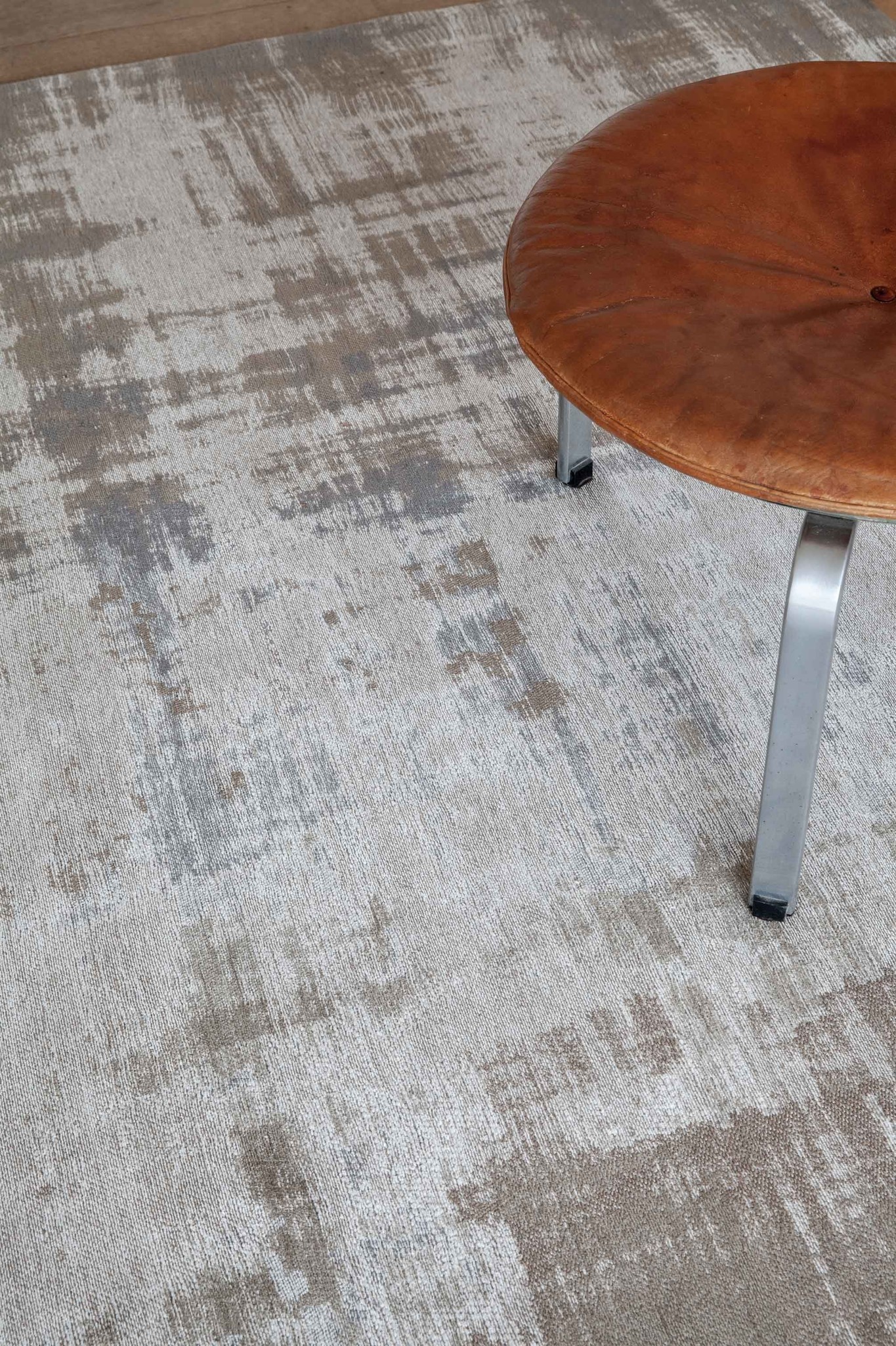 Erased Grey Flatwoven Belgian Rug