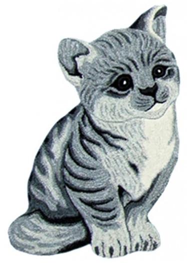 Animals Cat Grey Hand-Tufted Rug