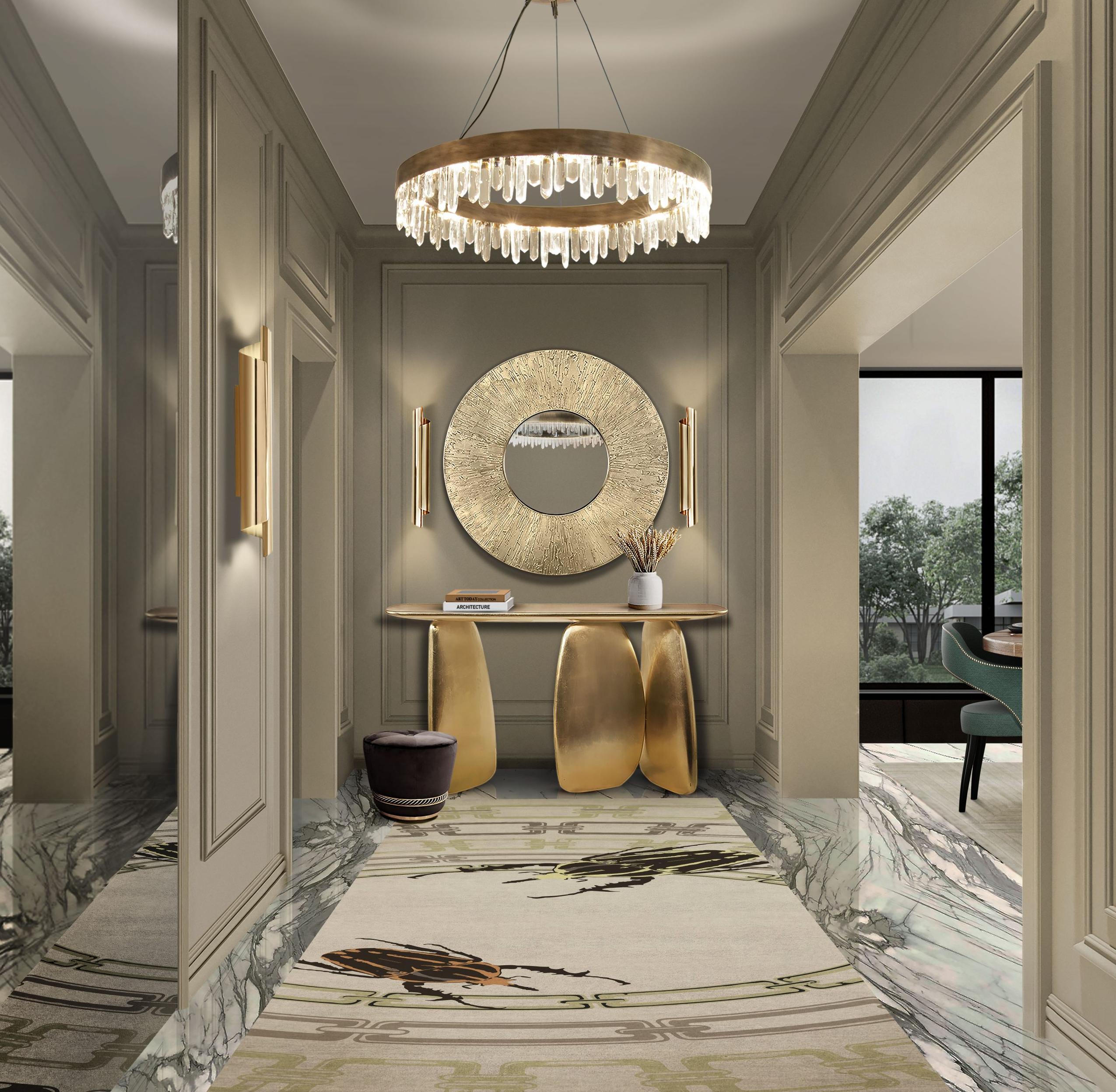 Sculptural Gold Console Table