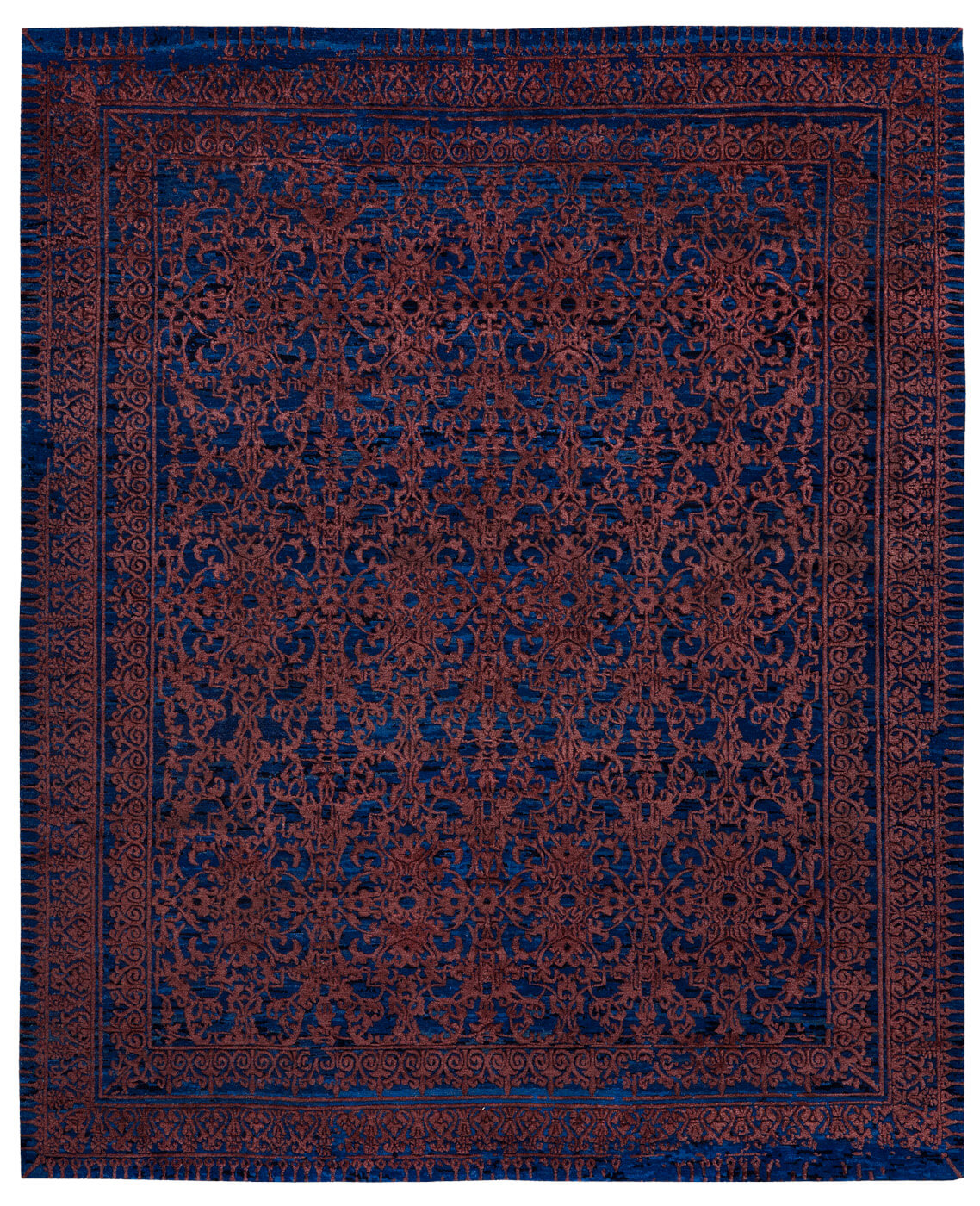 Ferrara Hand-knotted Blue / Brown Rug