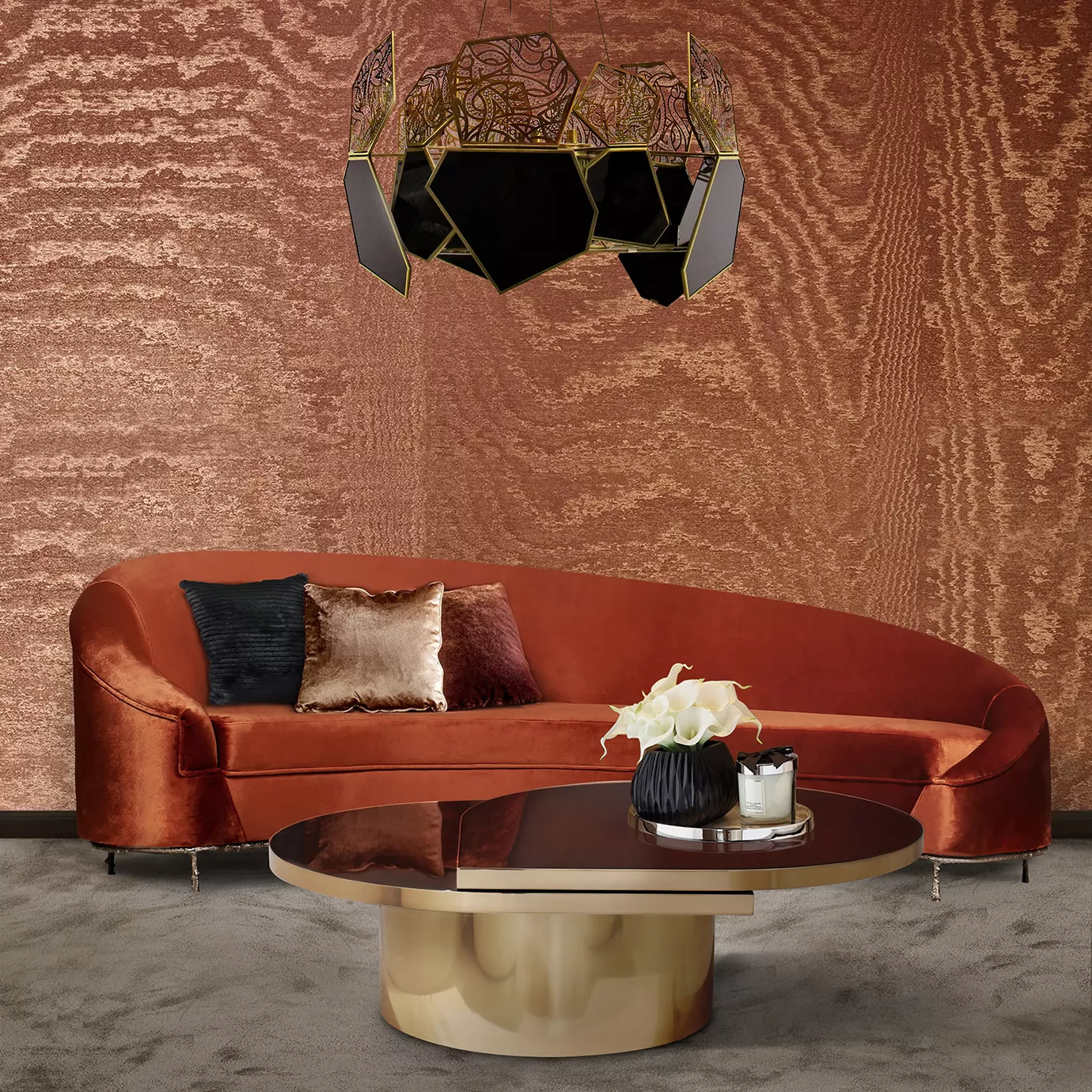 Hypnotique Bronze Glass Chandelier