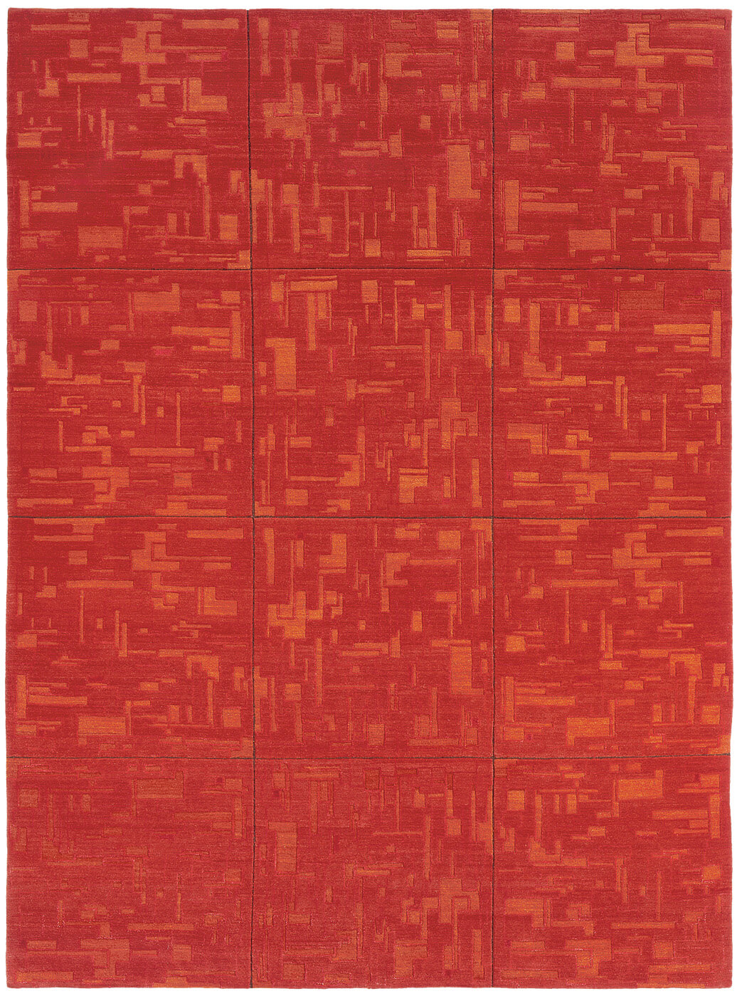 Hand-Knotted Map Red Rug