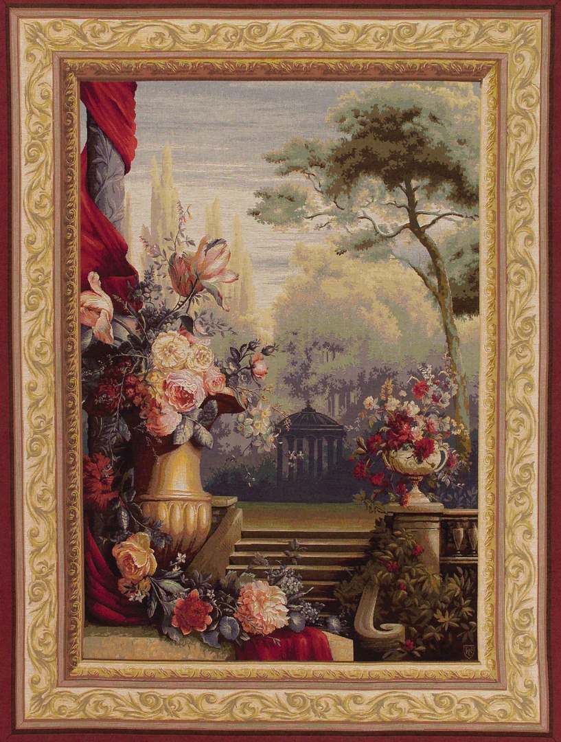 Bouquet and Garden Scene Tapestry