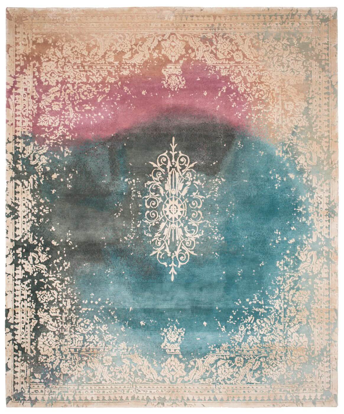 Medallion Turquoise Hand-Knotted Rug