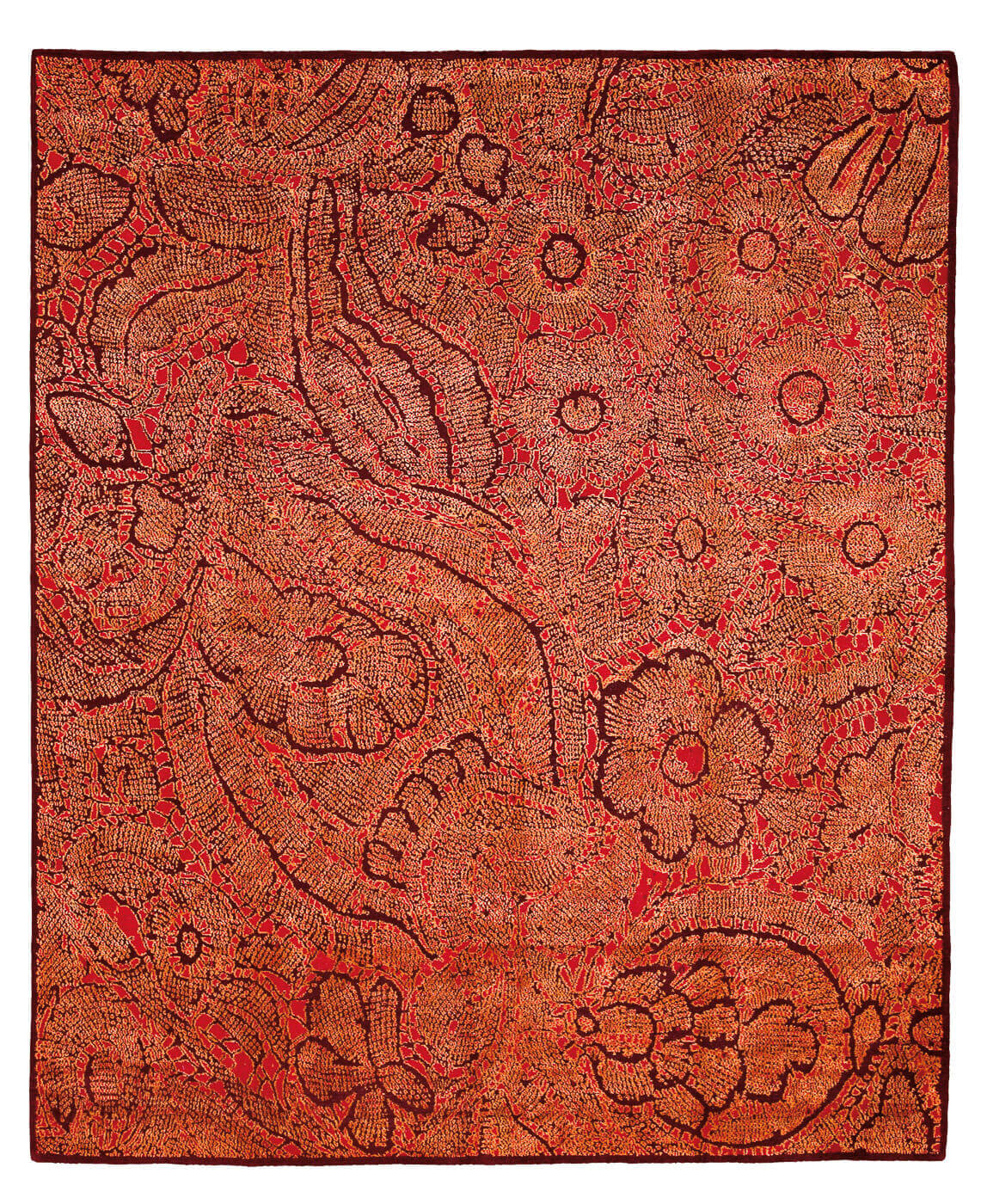 Red Lace Hand-knotted Rug
