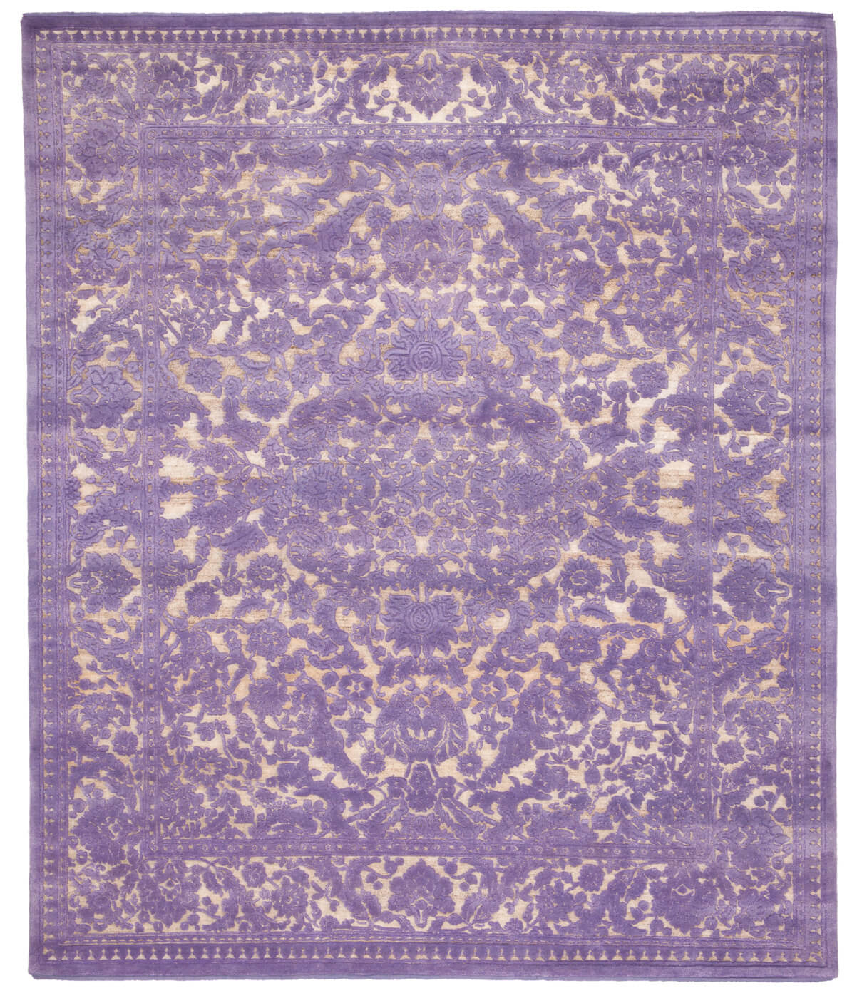 Medallion Hand-Knotted Purple Rug