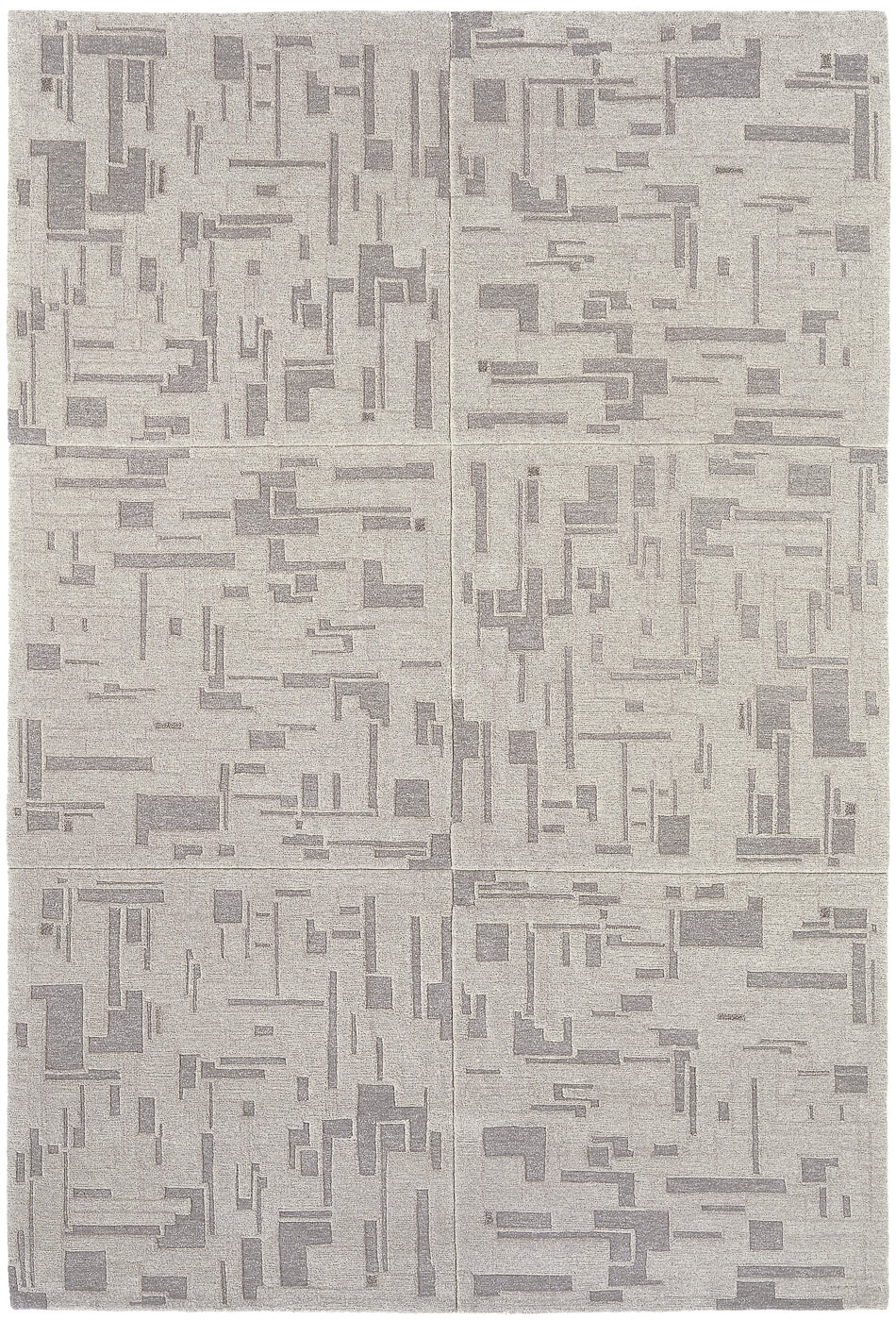 Hand-Knotted Map Grey Rug