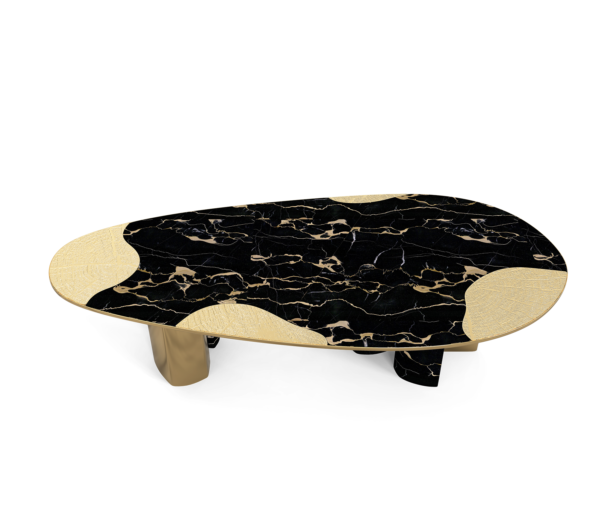 Athena Portoro Marble & Gold Dining Table