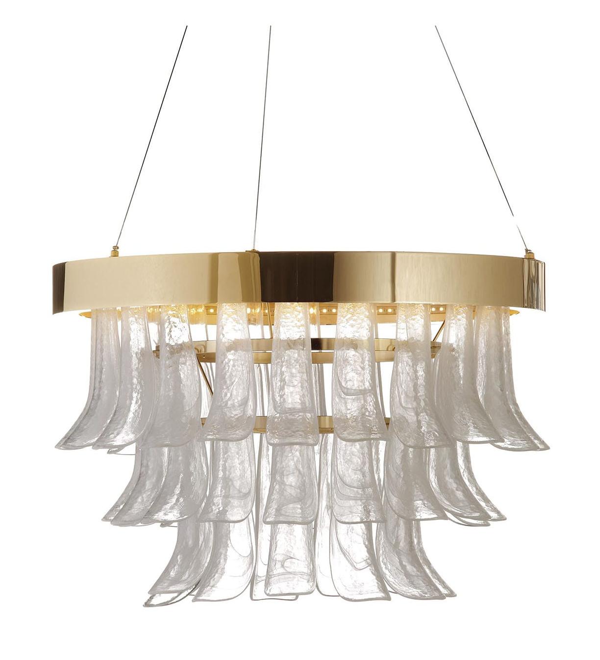 Gold LED Ring Chandelier with Murano Glass