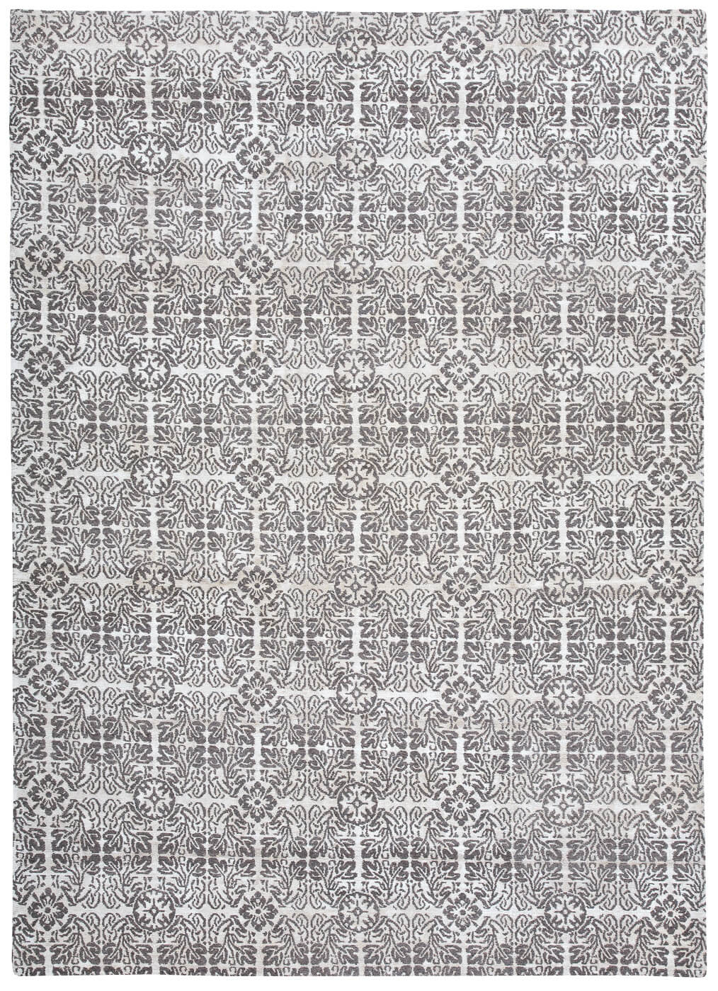 Bologna White / Grey Luxury Hand-Knotted Rug