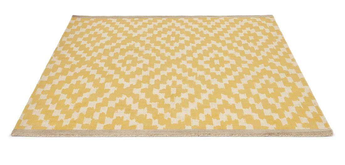 Diamonds Yellow Handloom Wool Rug