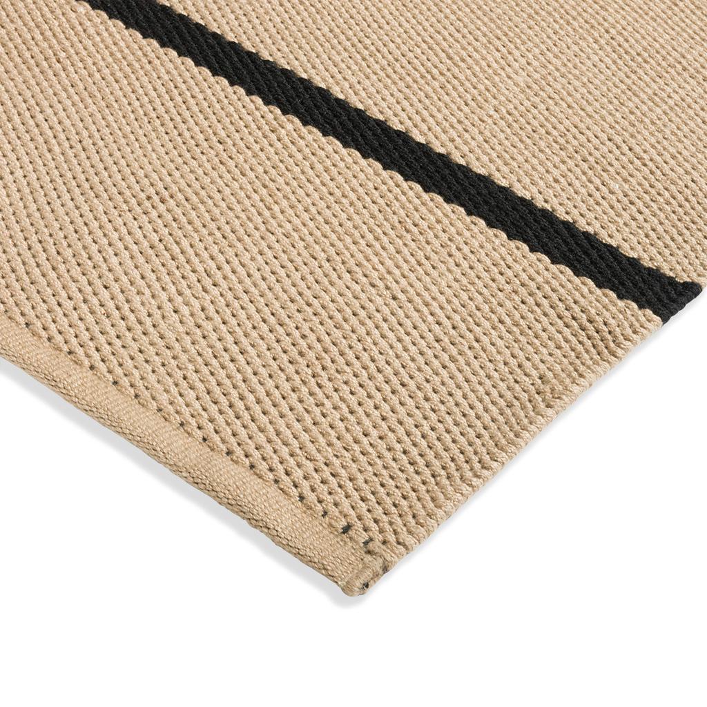 Black/Beige Outdoor Striped Rug ☞ Size: 5' 3" x 7' 7" (160 x 230 cm)