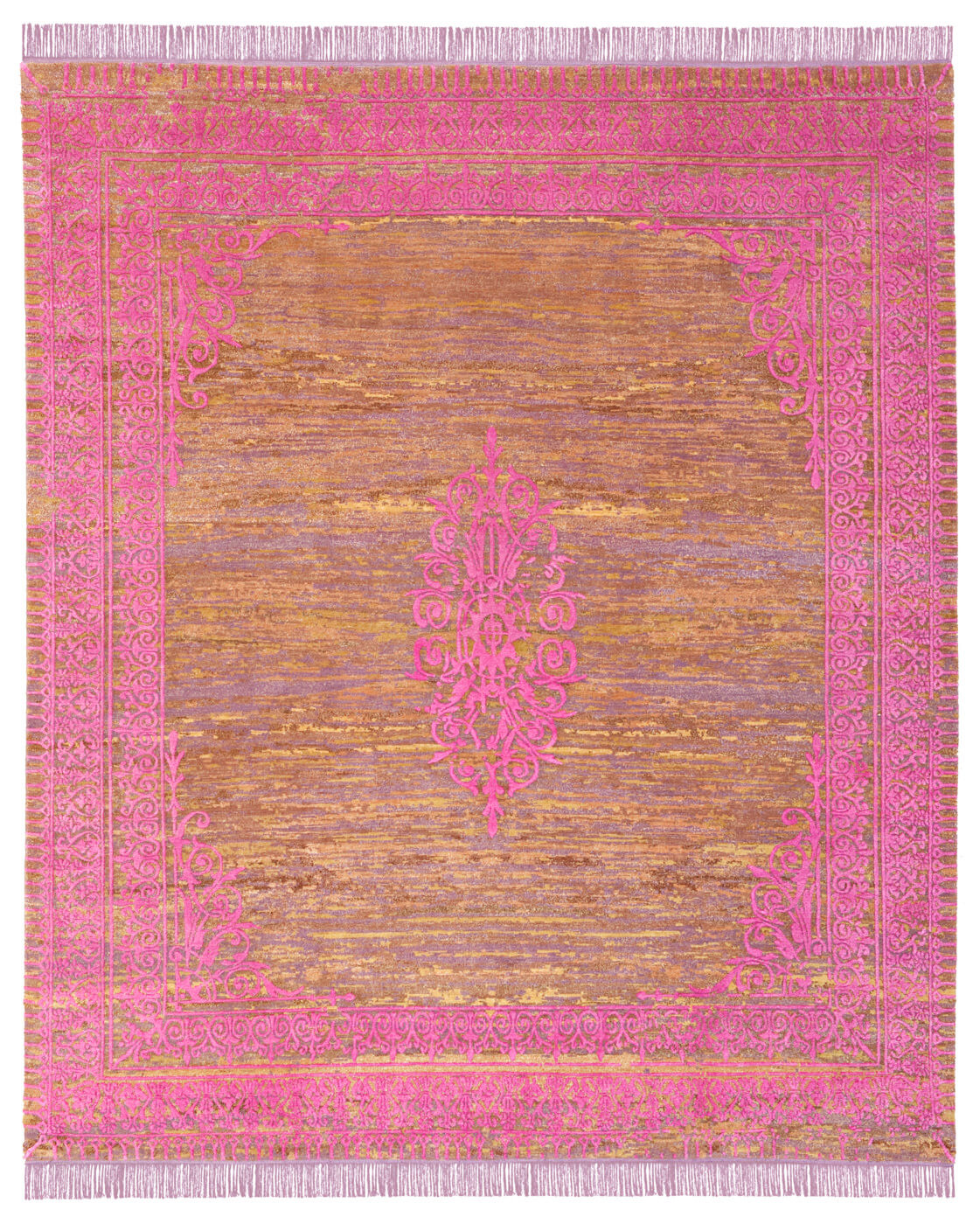 Hand-Knotted Vintage Style Pink Rug