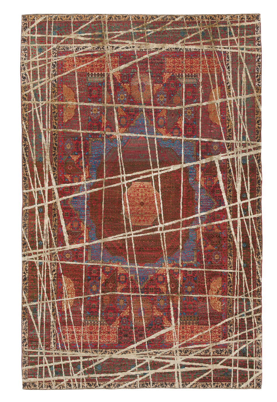 Red Hand Knotted Wool & Silk Rug