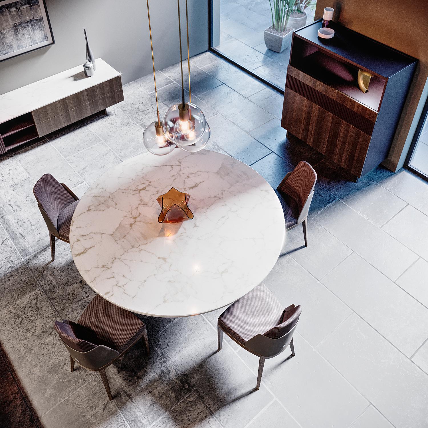 Edward Round Marble Pedestal Dining Table