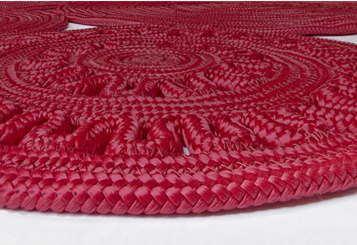 Braided Red Rug ☞ Size: 6' 7" x 10' (200 x 300 cm)