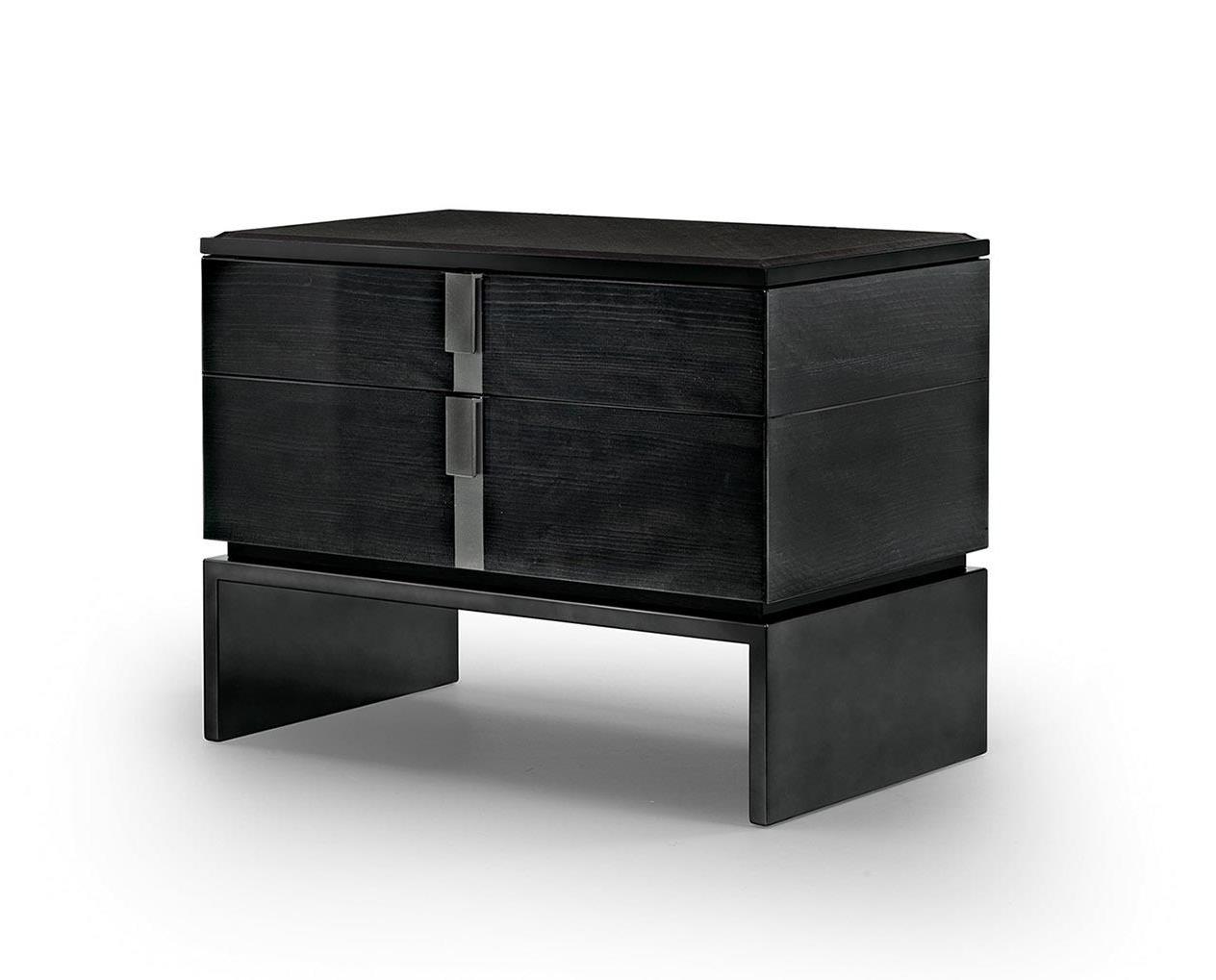 Black Nightstand with 2 Drawers