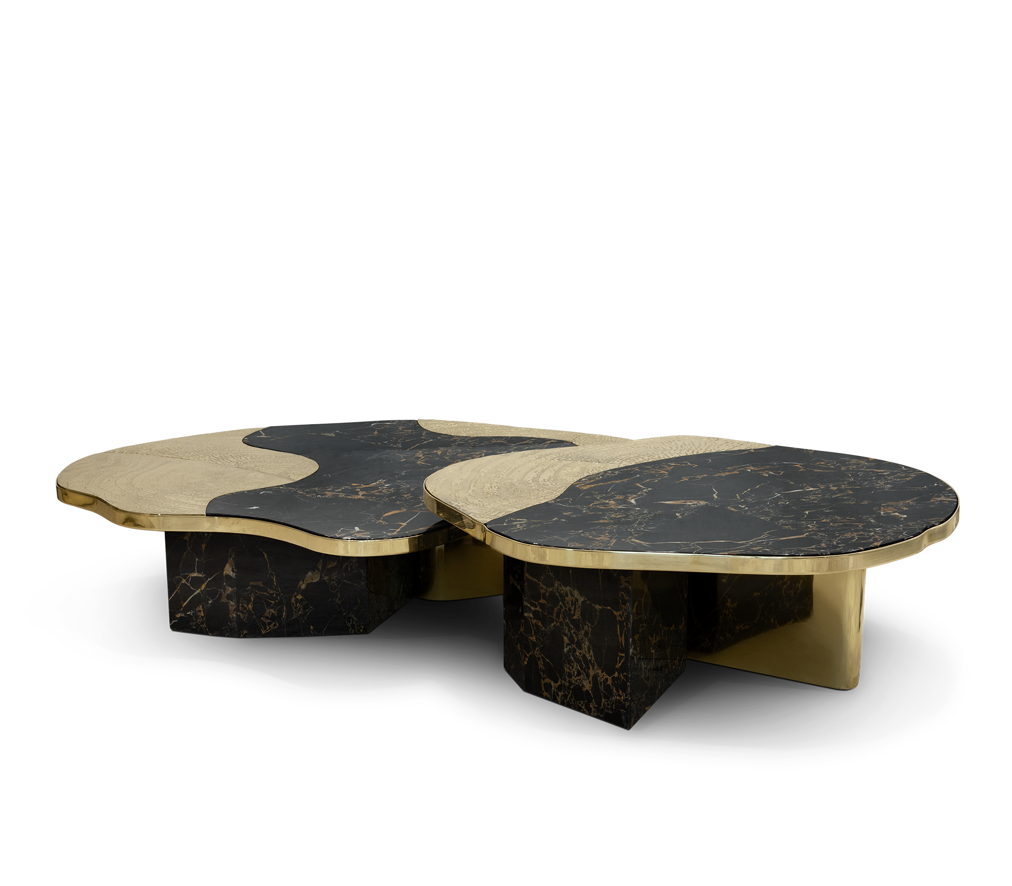 Athena Portoro Marble & Gold Table Set