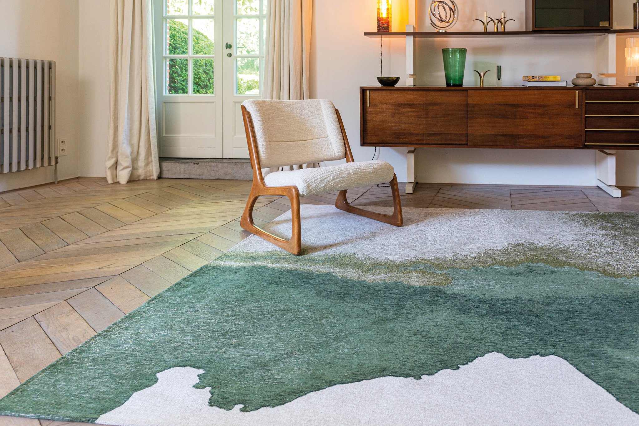 Palm Green Modern Rug