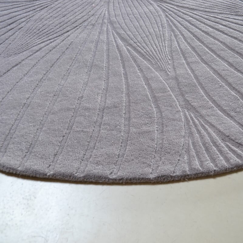 Grey Wool Embossed Circle Rug