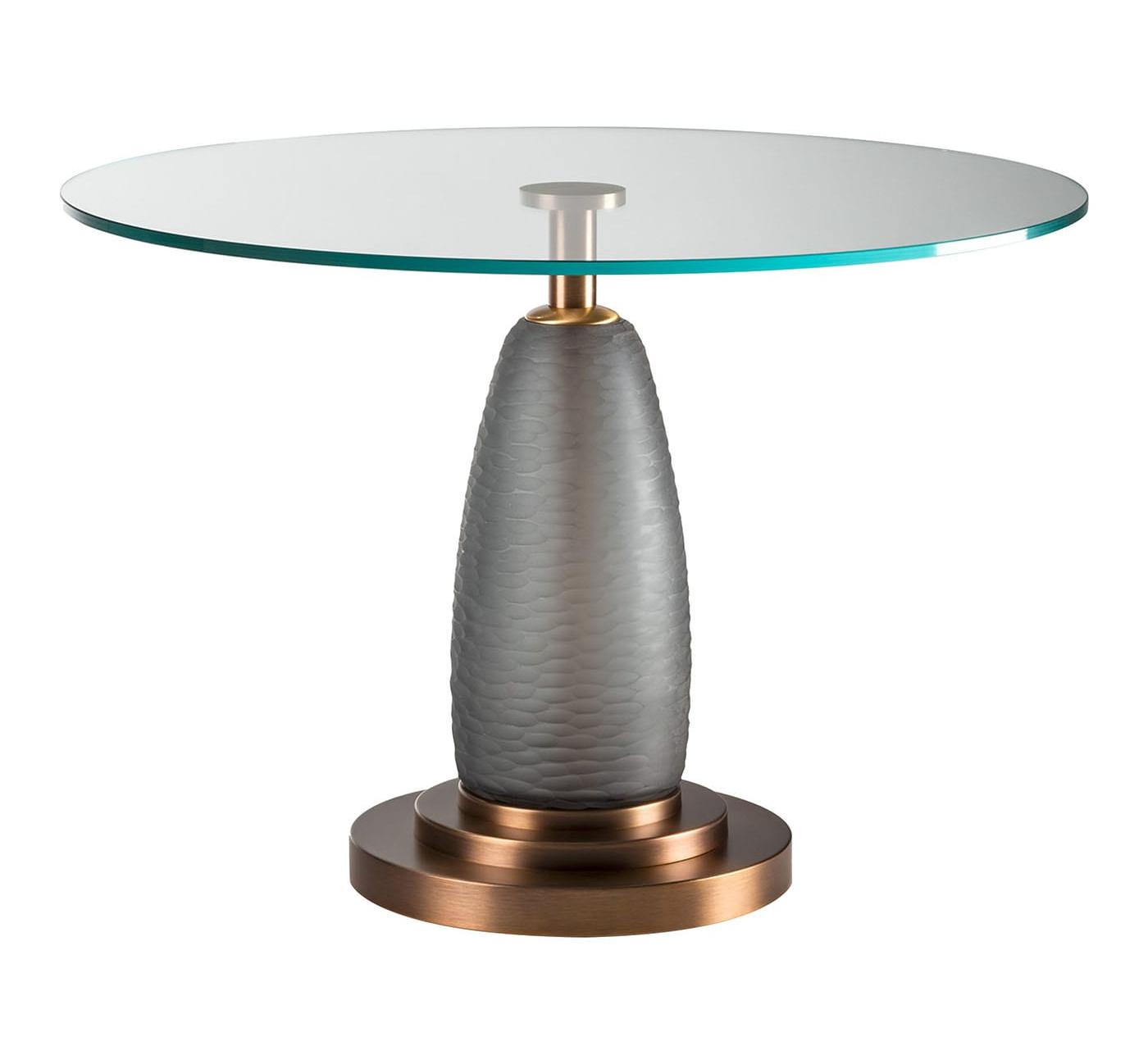 Round Glass-Top Dining Table on Metal Base