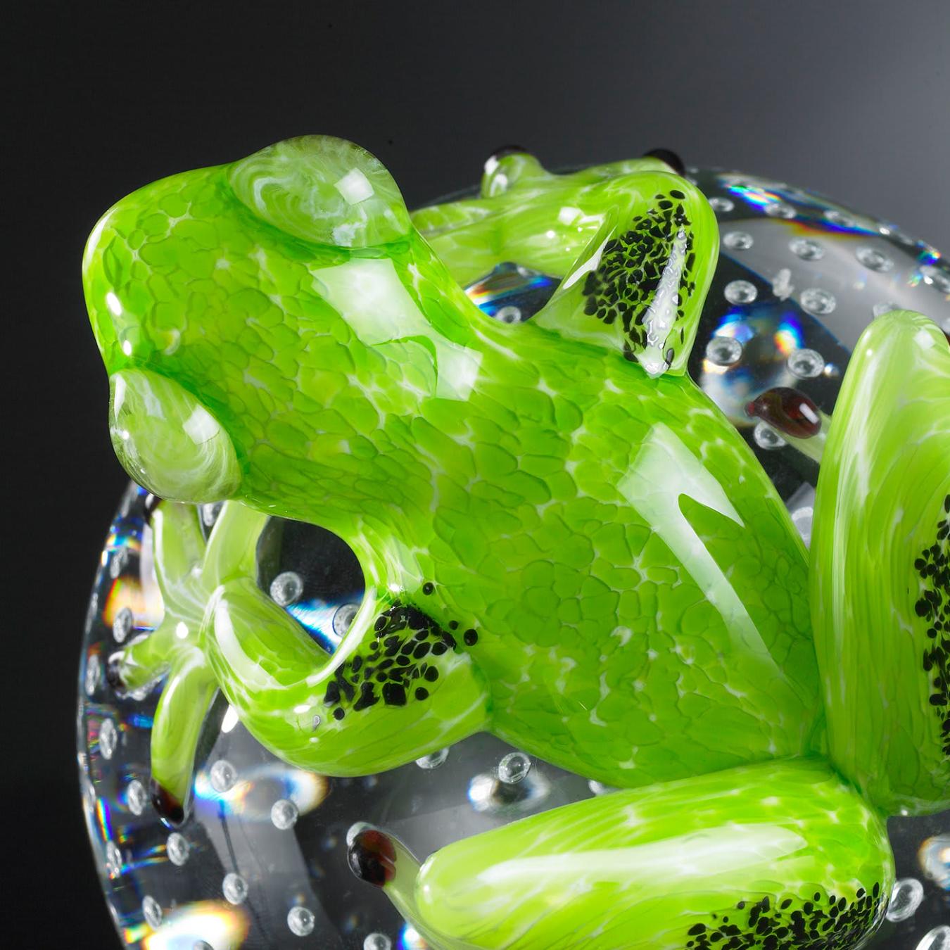 Frog on Sphere Green Figurine