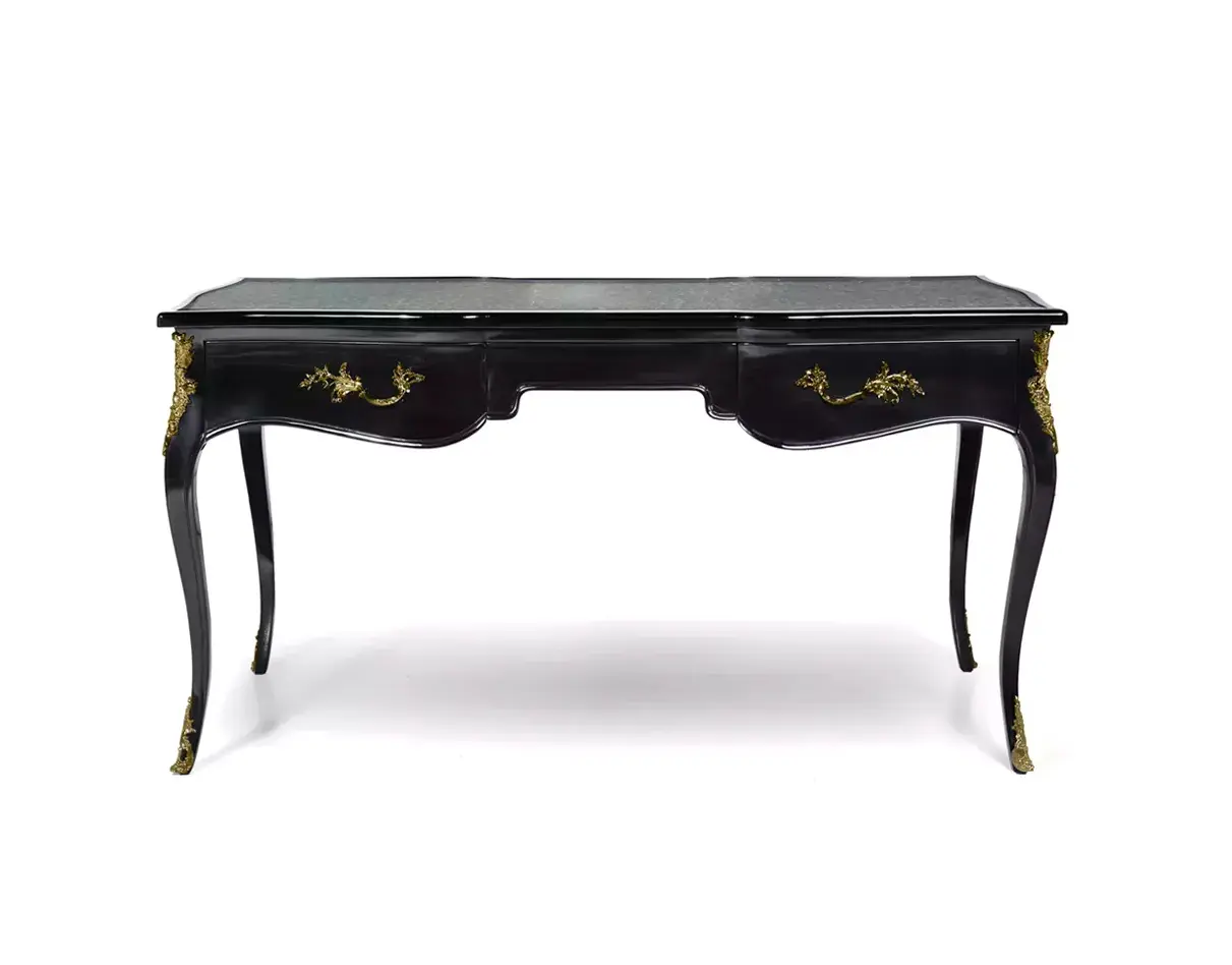 Exotic Peacock Feather Top Ormolu Desk