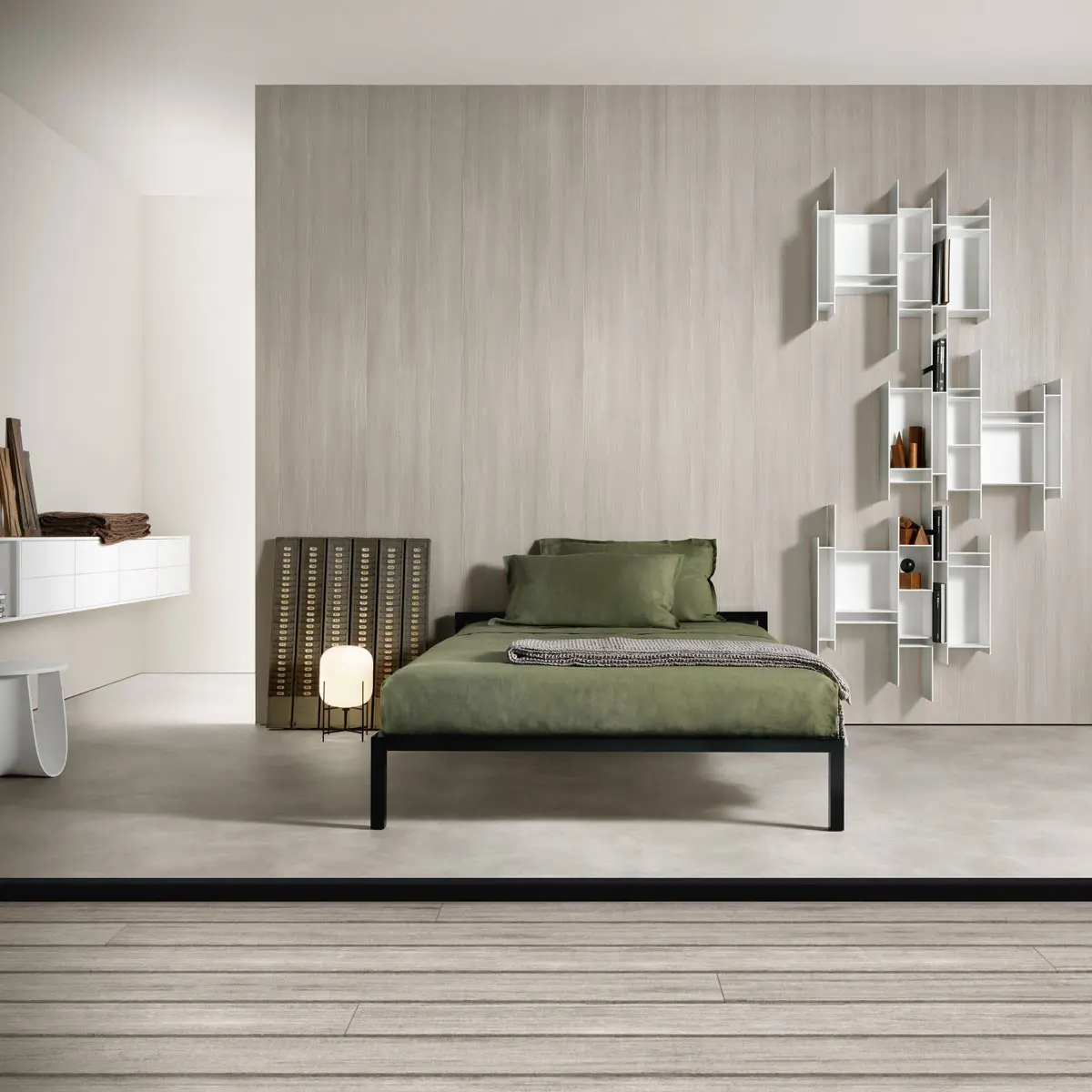Aluminium Bed with Italian Precision ☞ Structure: Matt Painted Black ☞ Dimensions: 100 x 210 cm