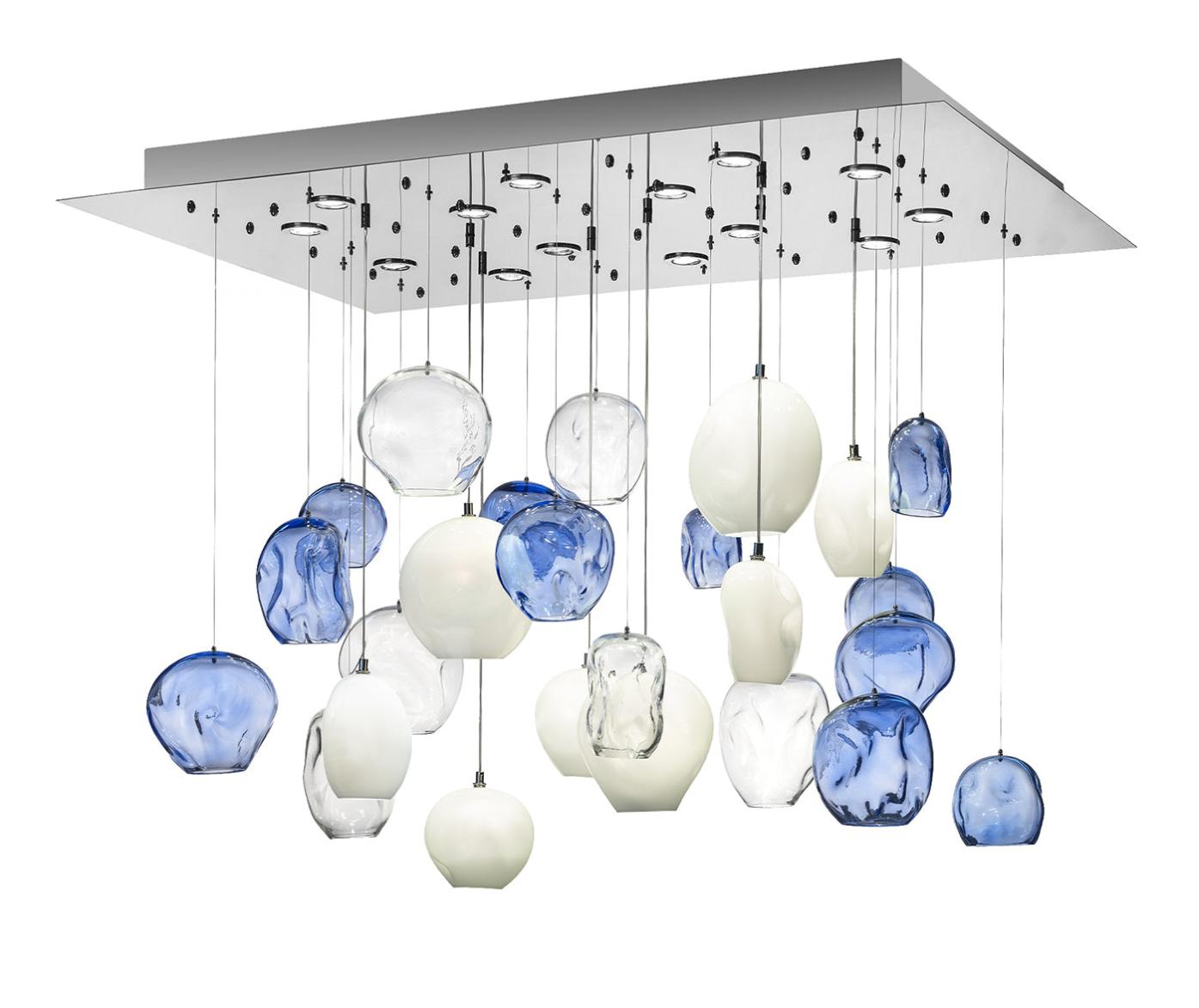 Blue Motion Murano Glass Chandelier