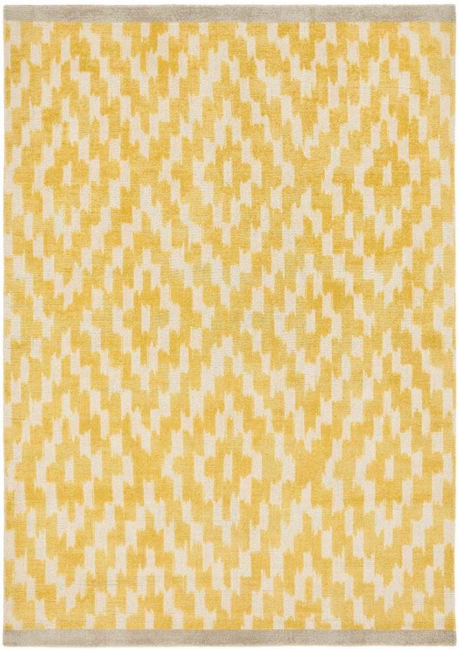 Diamonds Yellow Handloom Wool Rug