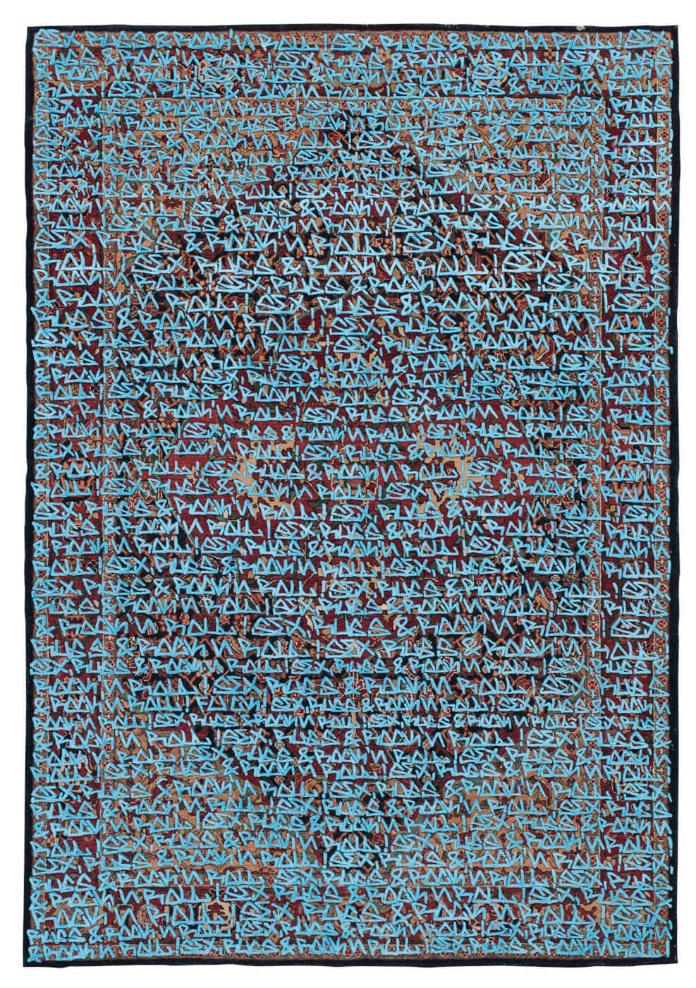 Hand-Knotted Blue Wool & Silk Rug