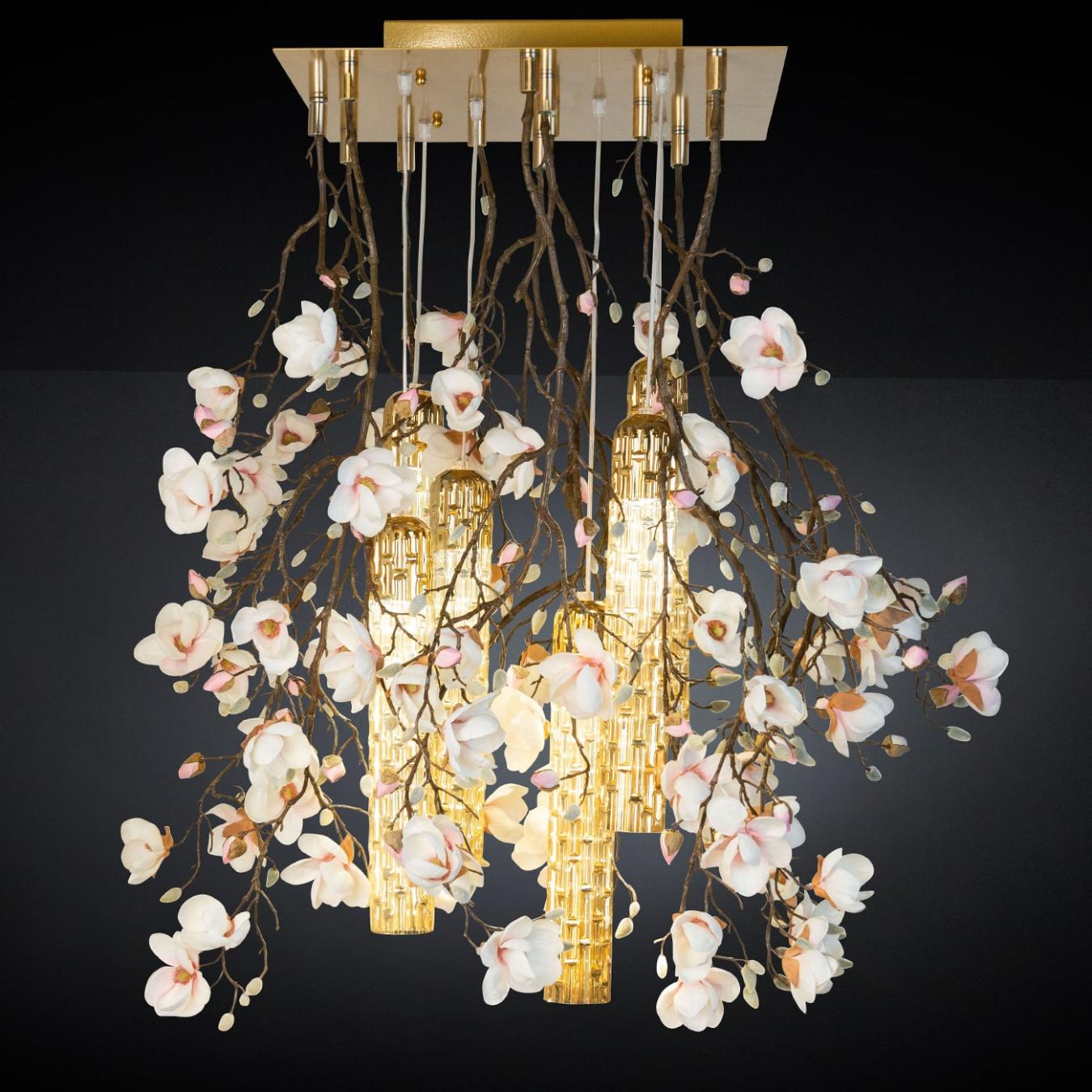 Magnolia White Gold Chandelier