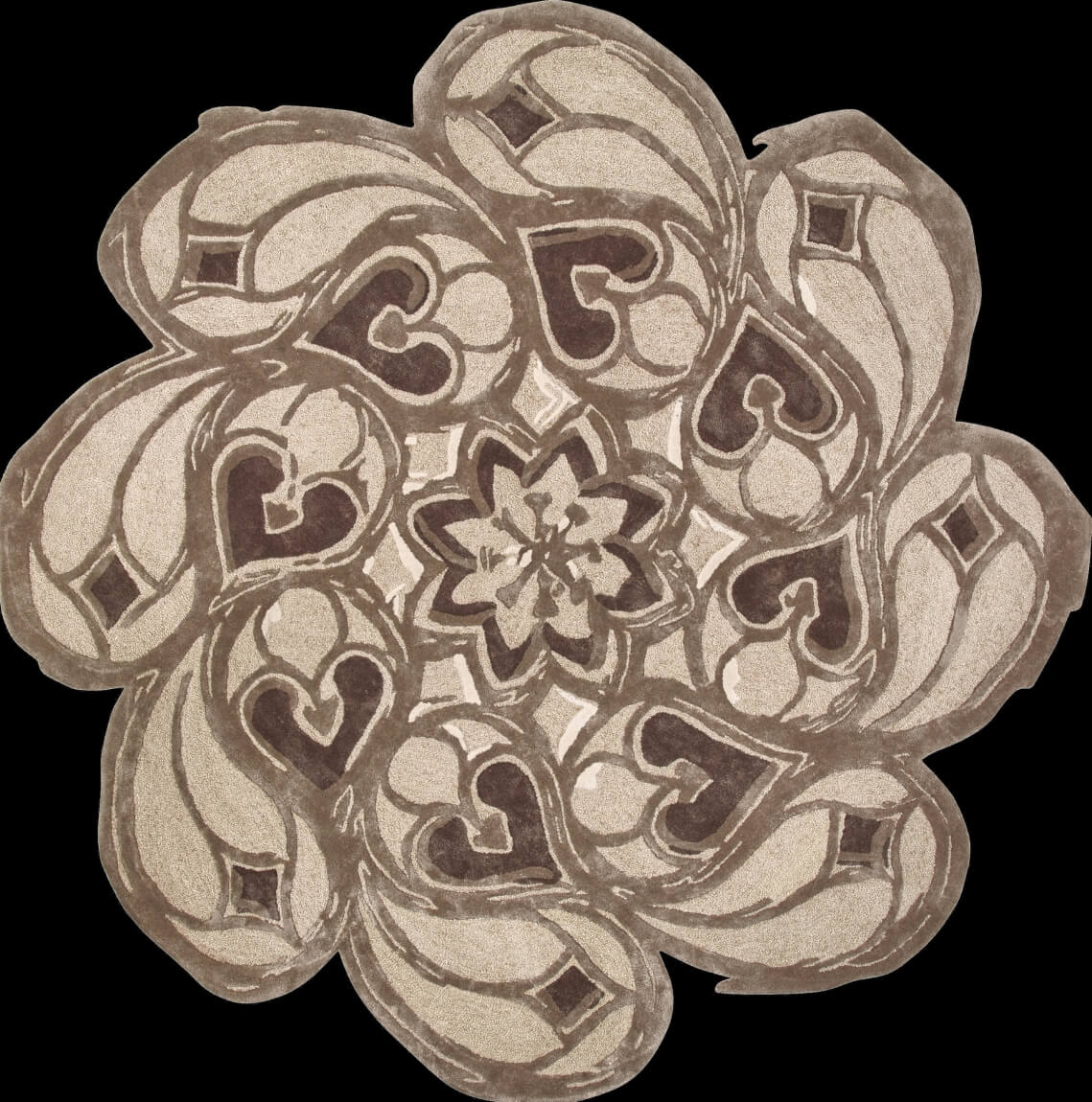Hearts Tortora Italian Sitap Rug