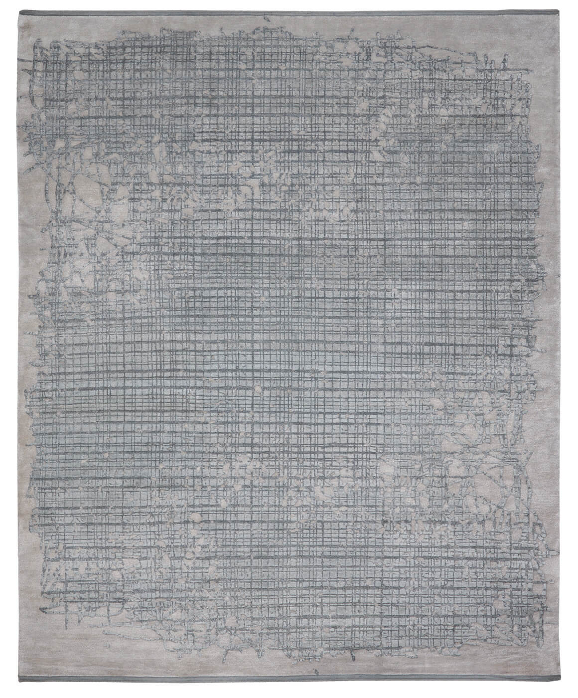 Hand-knotted Grid Grey Rug