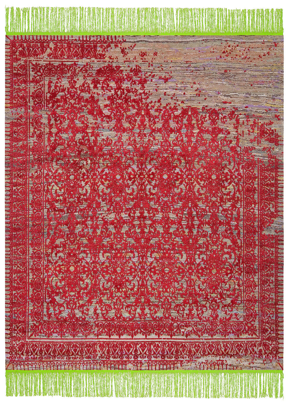 Ferrara Hand-knotted Green / Red Rug