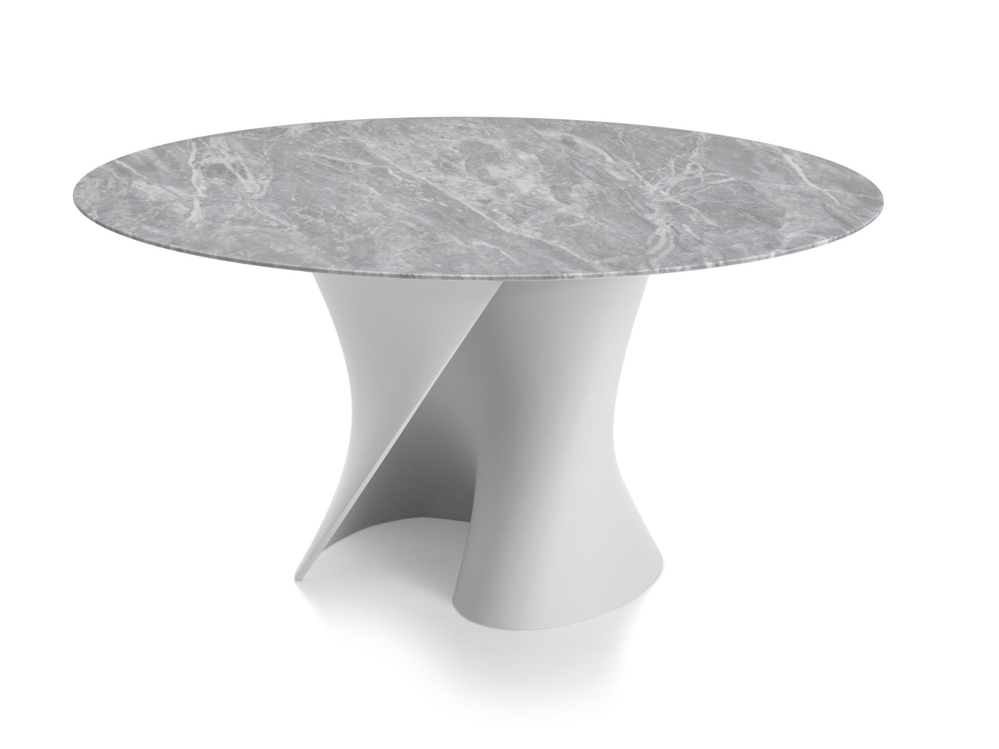 S Table with Elegant Grey Marble Top ☞ Dimensions: Ø 140 cm