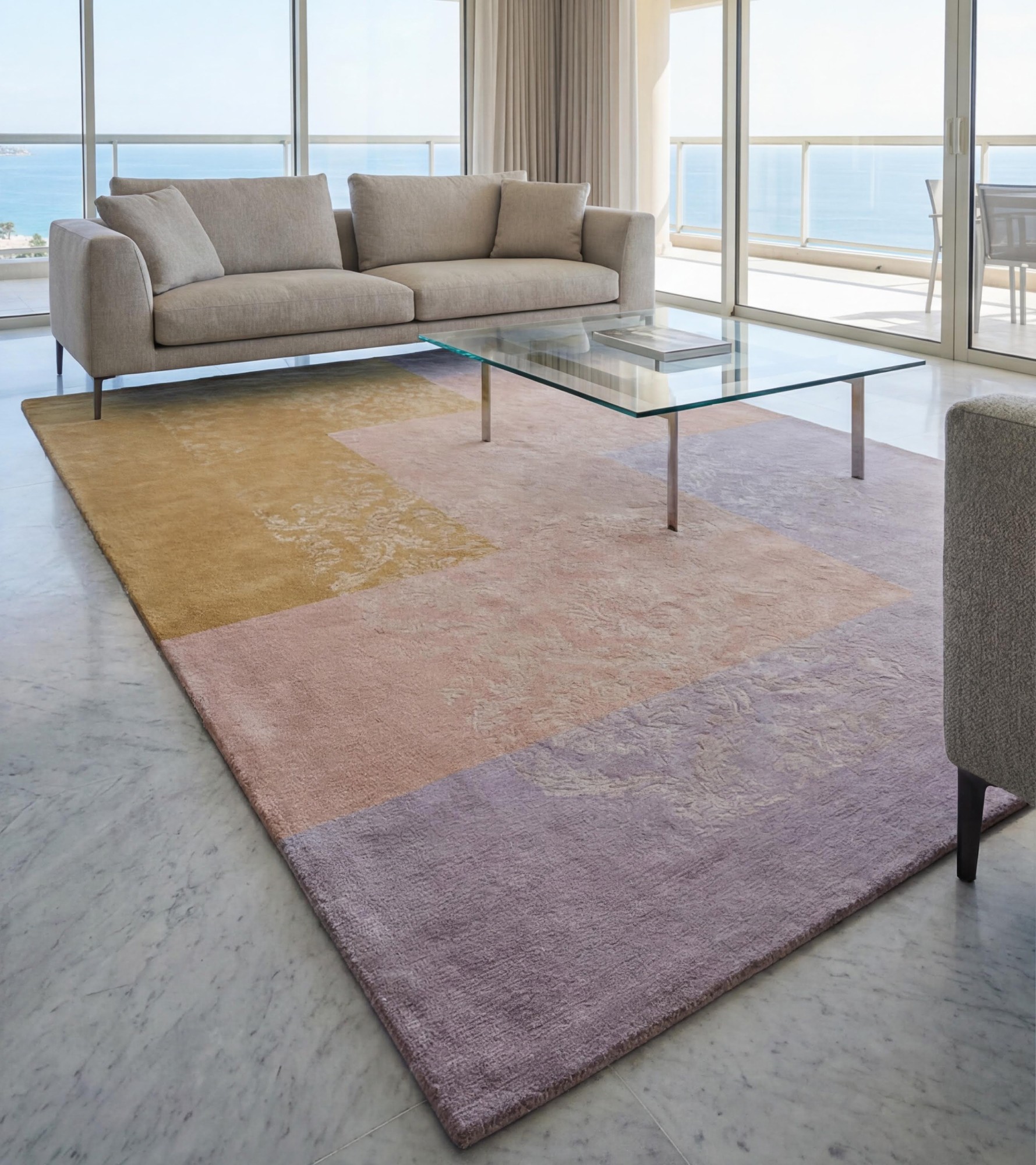 Dusty Mosaic Blush Handcrafted Rug