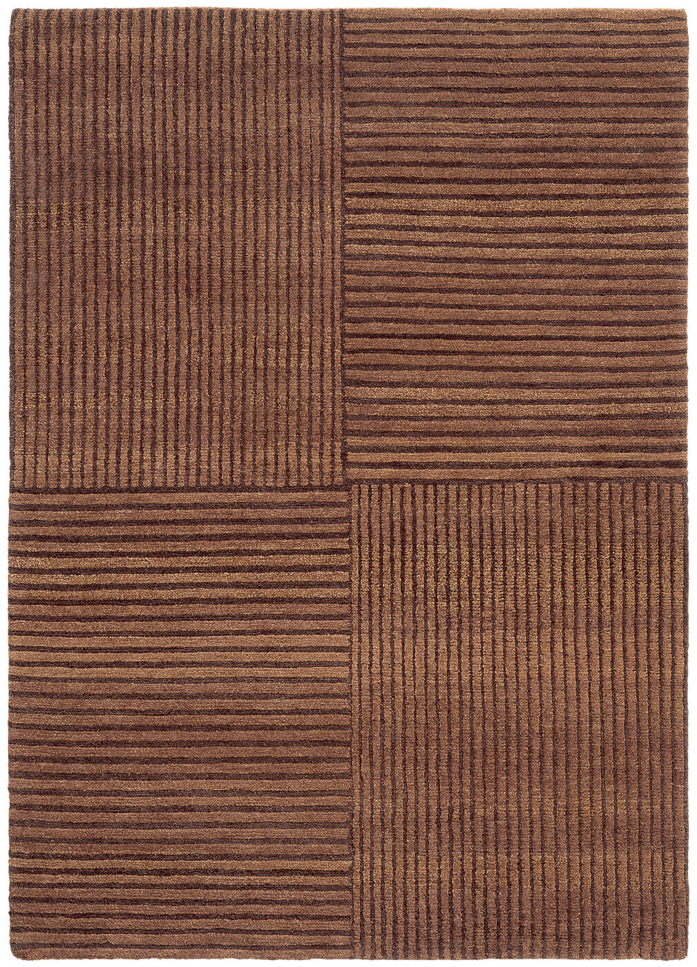 Hand-Knotted Wool Brown Stripes Rug