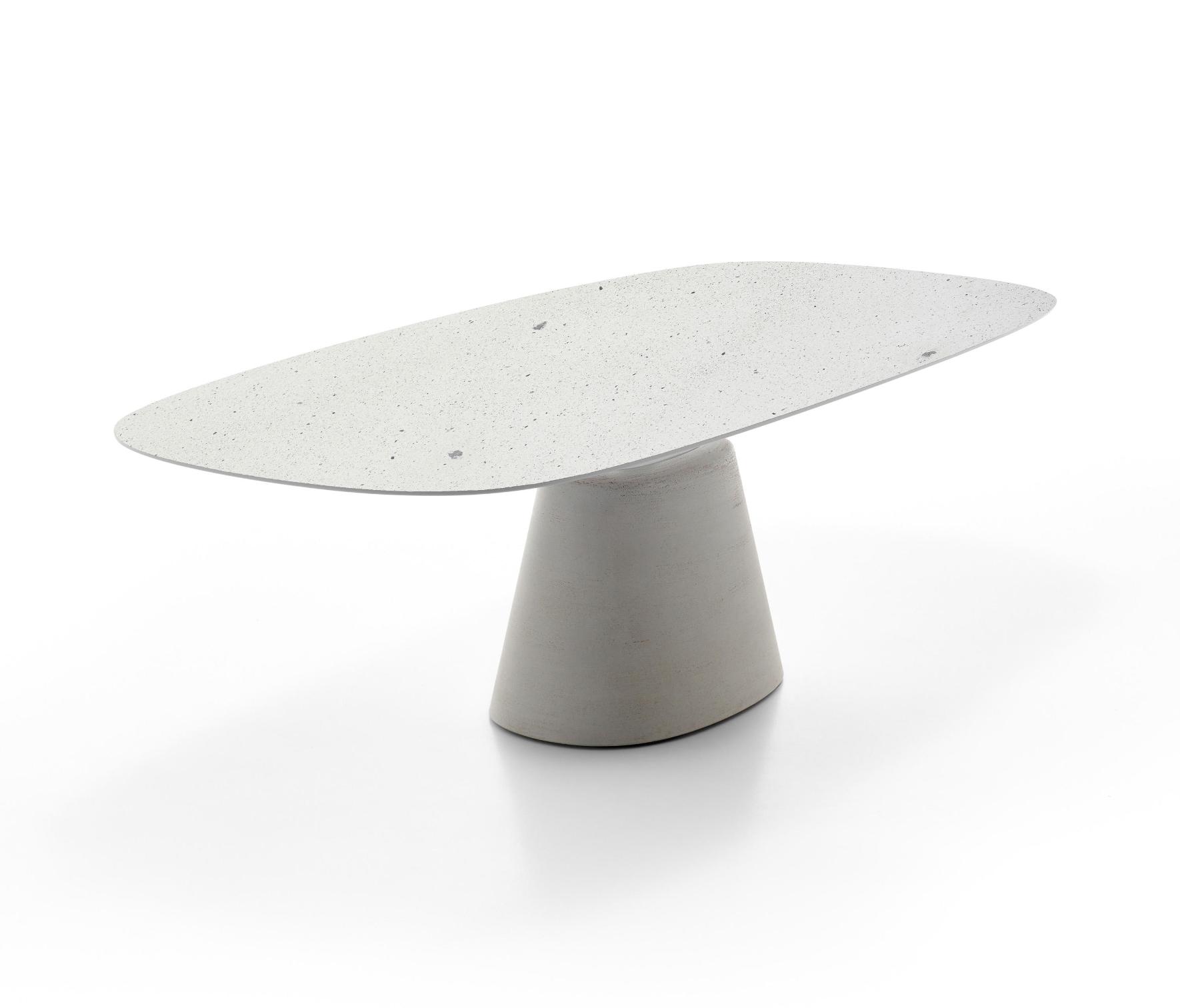 Rock Maxi Italian Indoor / Outdoor Table ☞ Structure: Cement Natural X080 ☞ Top: Matt Lacquered - White X042 ☞ Dimensions: 105 x 210 cm