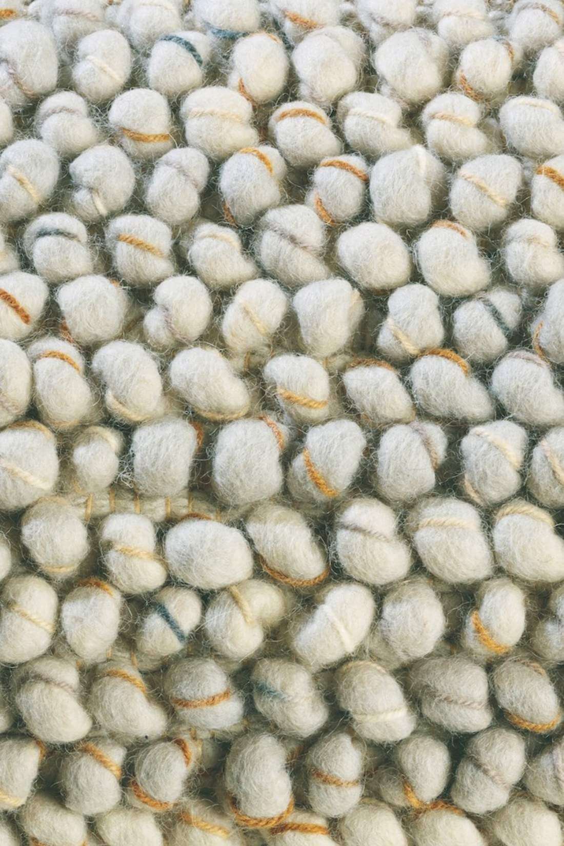 Handwoven White Wool / Jute Rug