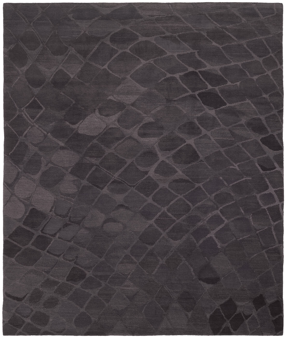 Hand-Knotted Snake Black Rug