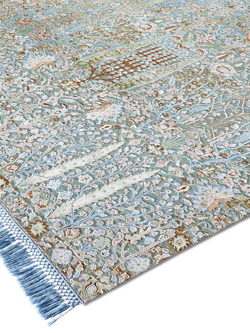 Pine Garden Blue Hand Woven Rug