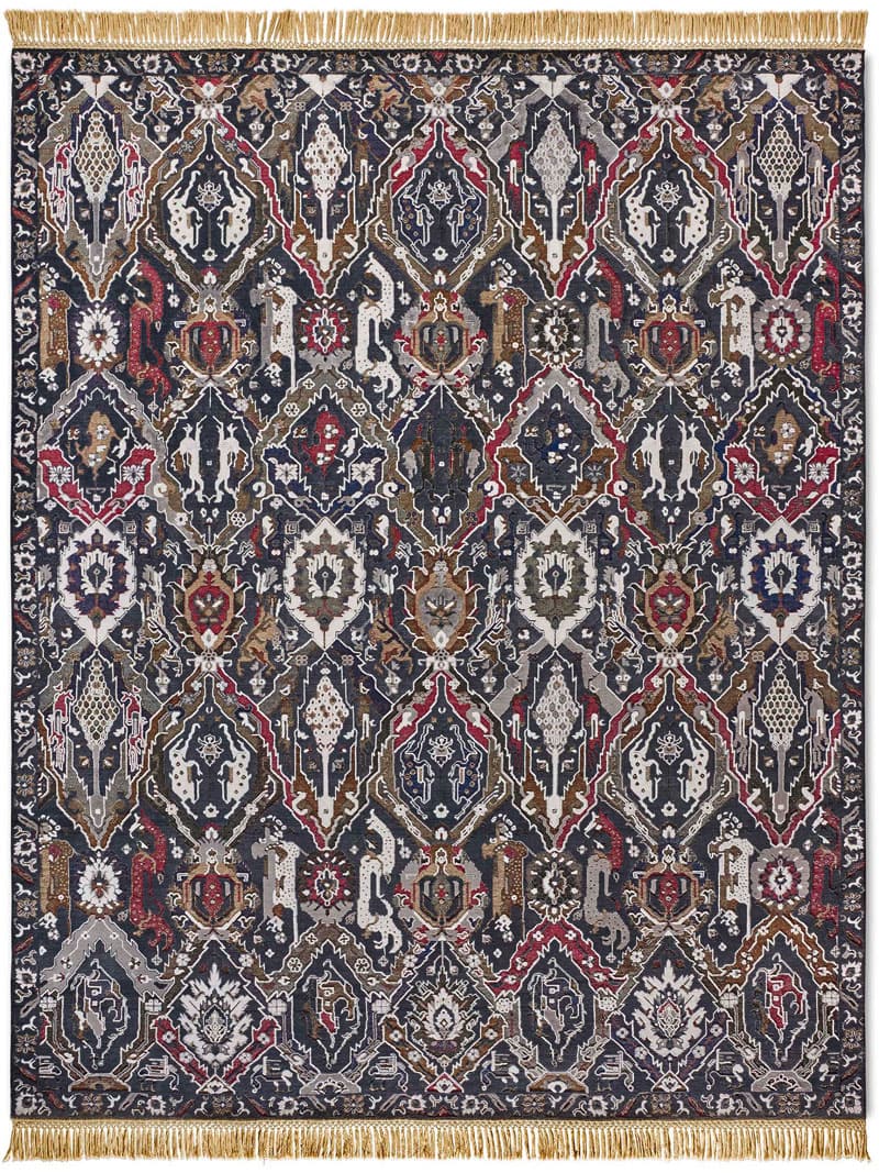 KavaBagh Black Hand-Woven Rug ☞ Size: 274 x 365 cm
