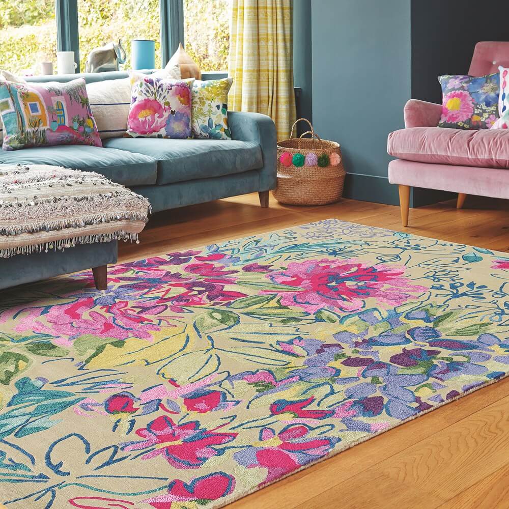 Floral Hand Tufted Wool & Viscose Rug