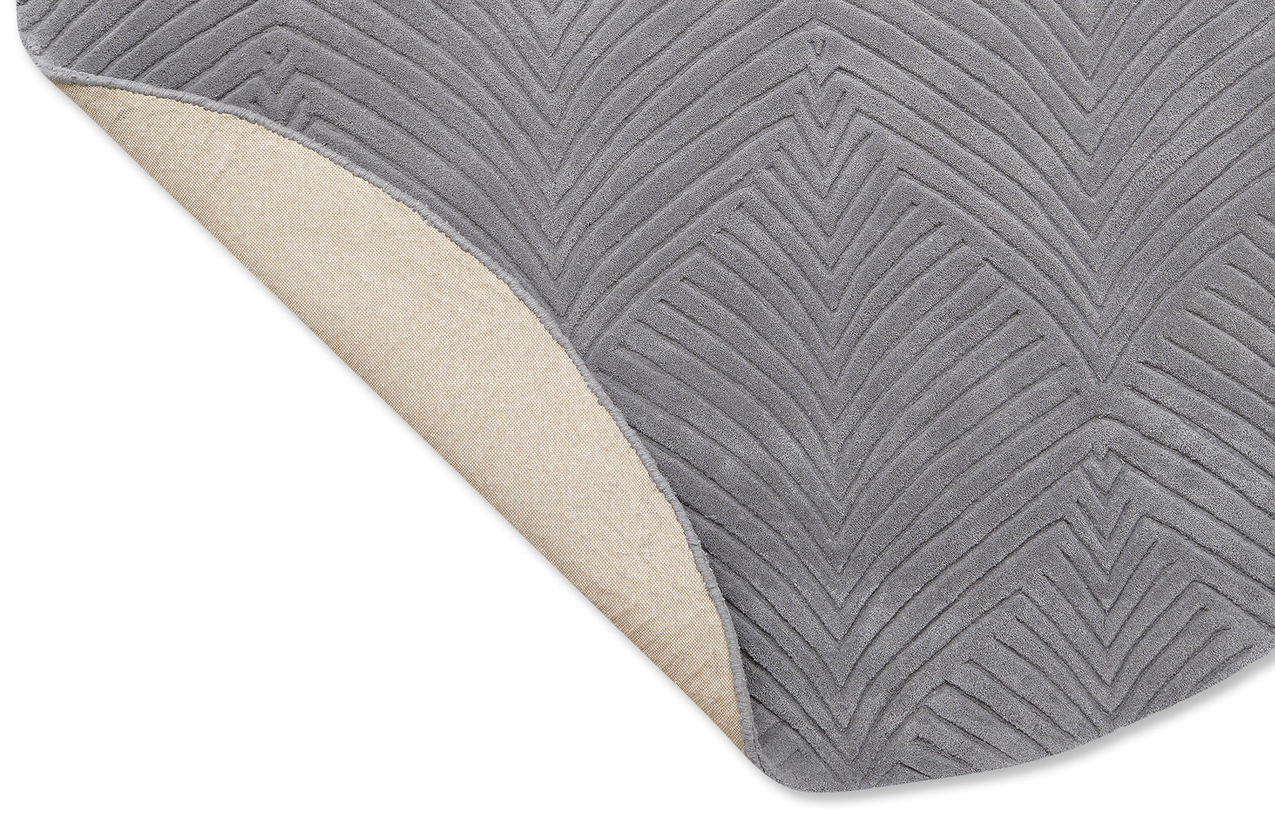 Grey Wool Embossed Circle Rug ☞ Size: Round 6' 7" (Ø 200 cm)